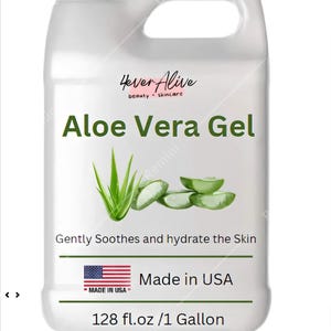 ALOE VERA GEL organic (1 gallon) for face, skin & hair – sunburn relief – wholesale – vegan and unscented (128 fl. oz)