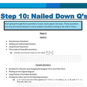 Puede incluir: Una gu&iacute;a de estudio para estudiantes que se preparan para los ex&aacute;menes. La gu&iacute;a est&aacute; dividida en secciones para &Aacute;lgebra, N&uacute;meros Complejos, Funciones y C&aacute;lculo, Matem&aacute;ticas Financieras y Sucesiones y Series. Cada secci&oacute;n enumera los temas clave y ejemplos de preguntas.