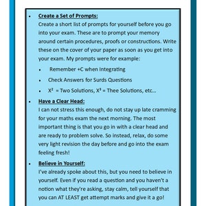 Puede incluir: Una p&aacute;gina ilustrada en azul y blanco con el t&iacute;tulo "Paso 15: Consejos para el examen final". La p&aacute;gina contiene consejos para los estudiantes que se preparan para un examen final, incluyendo la creaci&oacute;n de un conjunto de indicaciones, tener la cabeza despejada y creer en s&iacute; mismos. La p&aacute;gina tambi&eacute;n menciona las p&aacute;ginas 10 y 14 para obtener informaci&oacute;n adicional.