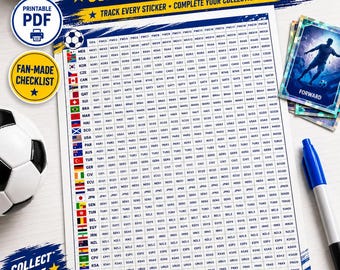 World Cup 2026 Soccer Sticker Tracker Printable | 980 Stickers Checklist PDF | Panini Album Control Sheet | Instant Download A4