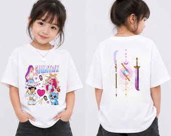 Huntrix Kids T-Shirt PNG Bundle Chibi Girls Double Side Children Shirt Designs DTF DTG Sublimation Instant Download Print Ready File