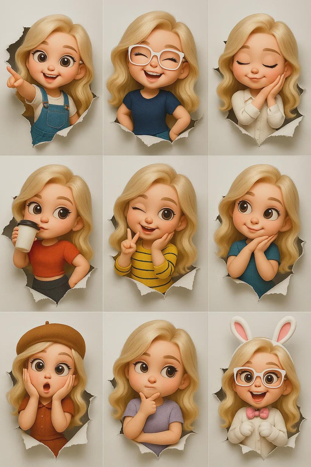 Custom 3D Avatar Sticker Pack From Photo, Personalized Cartoon Emoji ...