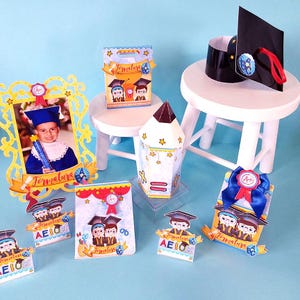 Kindergarten Graduation Party Kit | ABC School Decor | Favor Boxes Banner Toppers | Instant Download