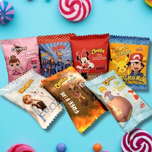 Vorlagen-Set für Chipstüten, bearbeitbare Canva-Partytüten, druckbares Snackverpackungs-Set