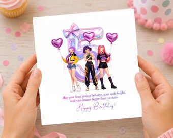 Kpop 5th Birthday Invitation Template, Huntrix Girl Pop Star Party Invite, Editable Canva Template, Instant Download, Printable Invite