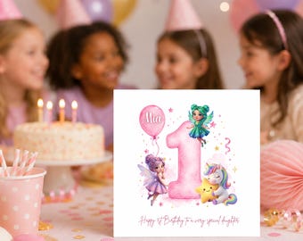 Fairy Unicorn 1st Birthday Invitation Template, Girl Magical Fairy Party Invite, Editable Canva Template, Instant Download, Printable