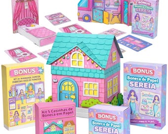 Printable Paper Doll House Kit Mermaid Paper Doll Set Pretend Play for Girls 5 Houses Bonus | Digital Download Instant