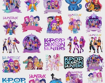 Kpop Demon Hunters PNG SVG Bundle | Huntrix Clipart Shirt Design | Saja Boys Mira Rumi Zoey Digital Download Sublimation Transparent