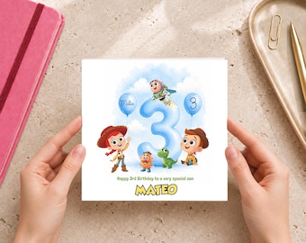Toy Story Birthday Card, Personalized Toy Story Card, Any Age Card, Happy Birthday Son, Grandson, Nephew, Buzz Lightyear, Woody Card