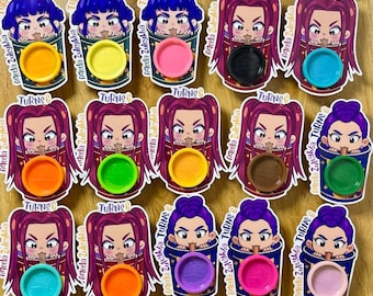 Chibi Girl Coffee Cup Sticker Sheet PNG Anime Girl Printable Stickers Digital Sticker Bundle Instant Download Print and Cut File
