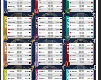 Calendario stampabile dei Mondiali 2026 | Programma delle partite di calcio e monitoraggio dei risultati | Poster PDF per la pianificazione del torneo | Download immediato