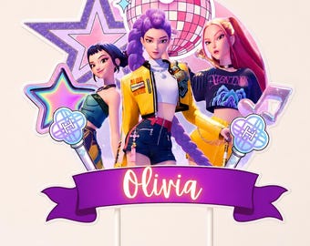 Bearbeitbare Geburtstagstorten-Vorlage (Canva) | Popstar-Party-Torte für Mädchen | Personalisierbare Namensvorlage zum Ausdrucken | Sofort-Download