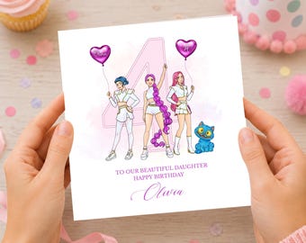 Kpop 4th Birthday Invitation Template, Huntrix Girl Pop Star Party Invite, Editable Canva Template, Instant Download, Printable Invite