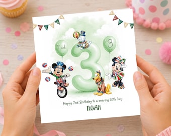 Mickey Mouse Birthday Card, Personalized Mickey Card, Any Age Card, Happy Birthday Son, Grandson, Nephew, Minnie Mouse, Disney Boy Card
