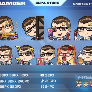 Chamber Valorant Emotes, Chamber Emotes // Twitch Emotes, Discord Emotes, Youtube Emotes.