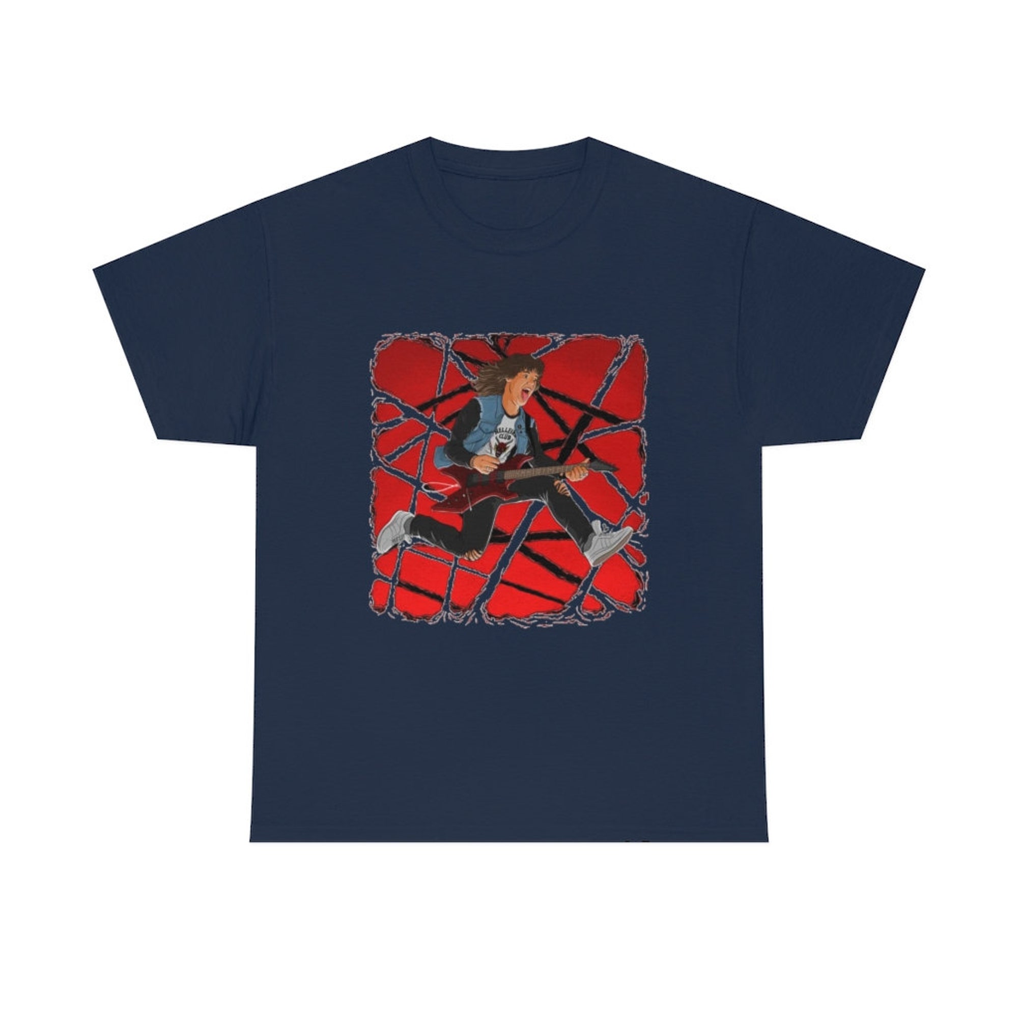 Discover Eddie playing Guitar shirt, Stranger Things Tee