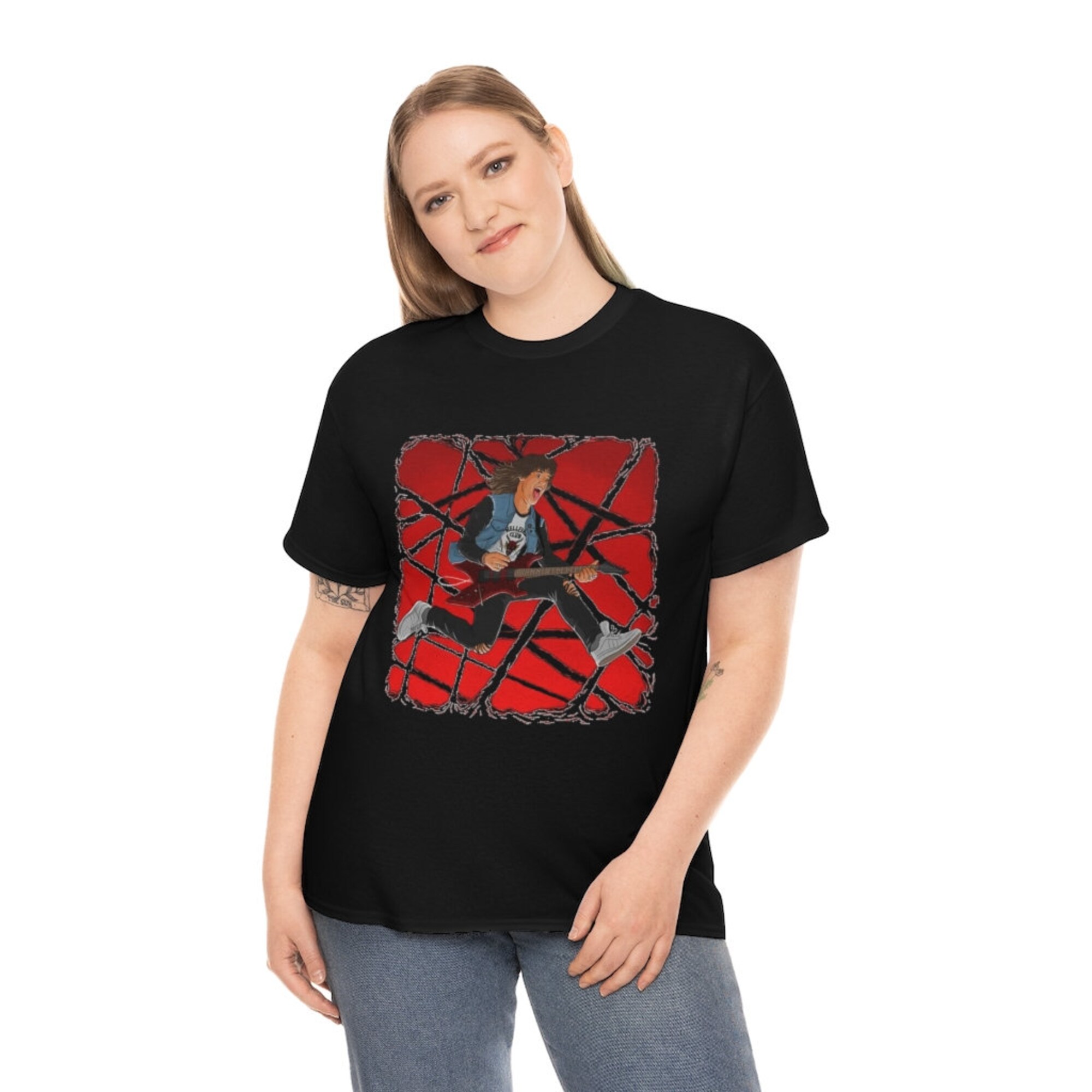 Discover Eddie playing Guitar shirt, Stranger Things Tee