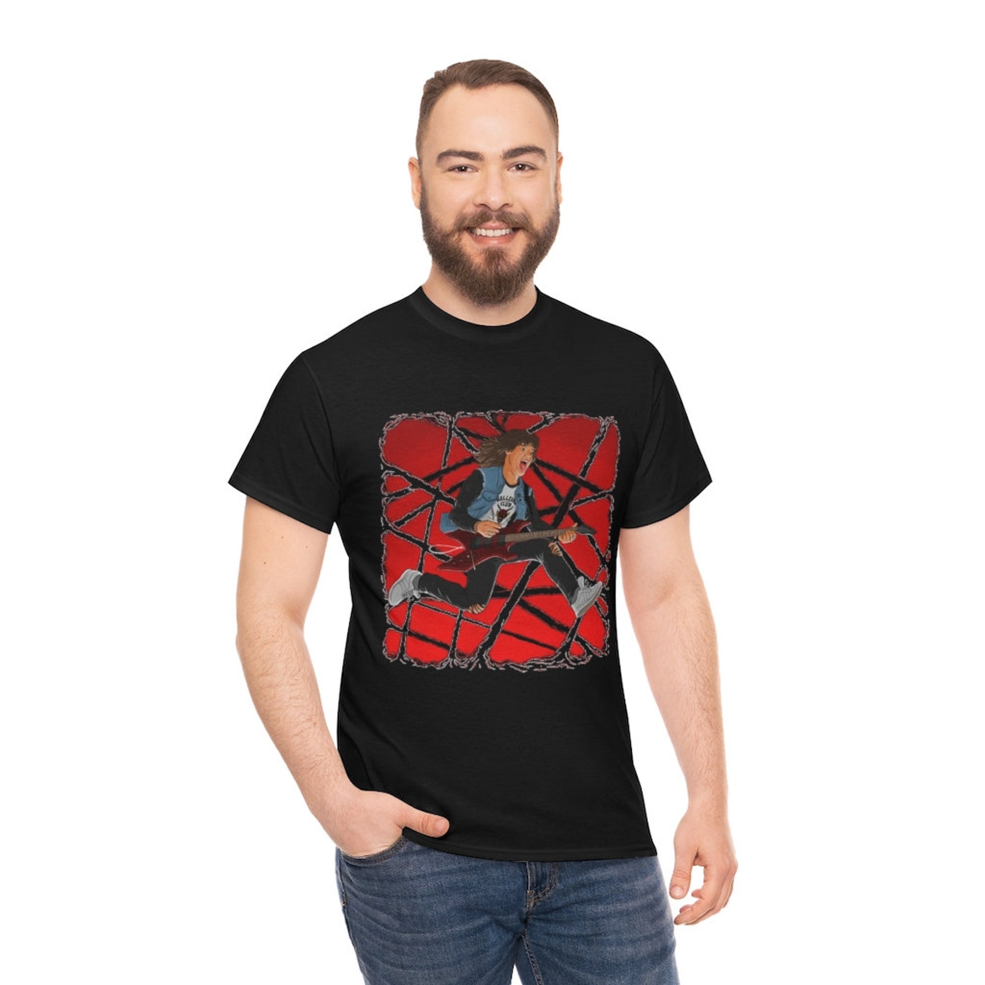 Discover Eddie playing Guitar shirt, Stranger Things Tee