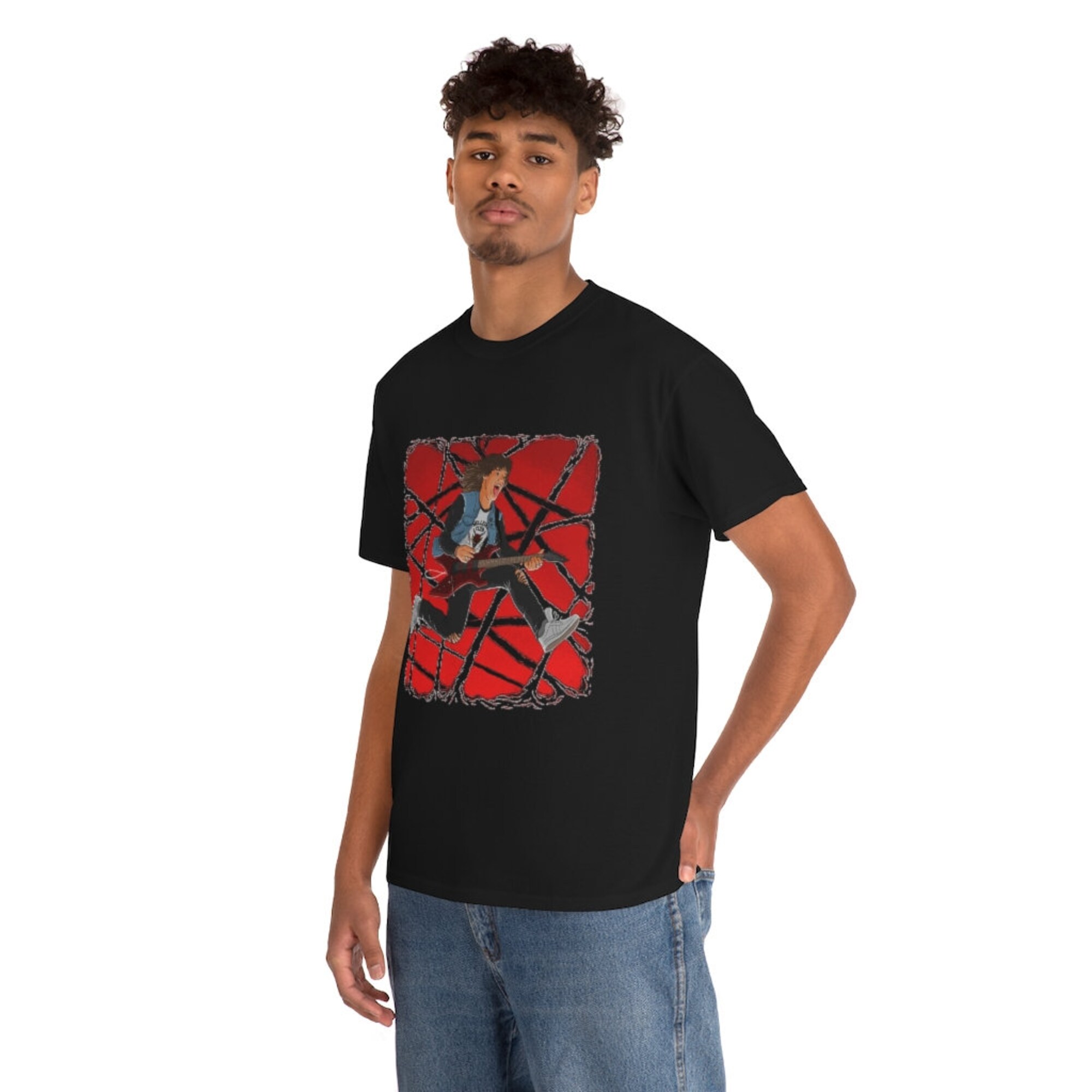 Discover Eddie playing Guitar shirt, Stranger Things Tee