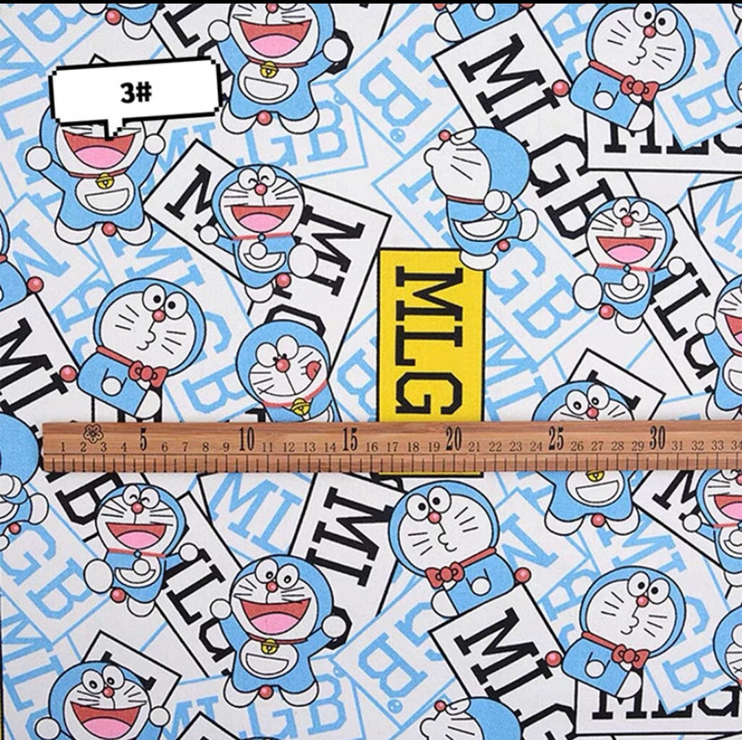 Cartoon Doraemon Cotton Canvas Fabric , DIY Table Cloth, Curtain, Bags, Pet's Home Etsy