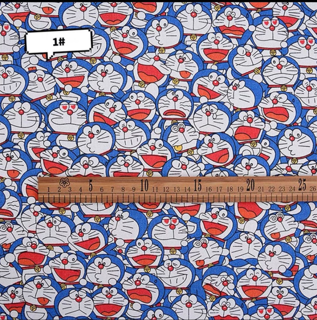 Cartoon Doraemon Cotton Canvas Fabric , DIY Table Cloth, Curtain, Bags, Pet's Home Etsy