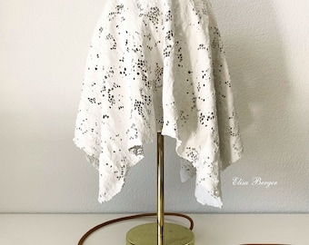 White and Gold Lamp in Cozy Cozy Boho Chic style. Romantic and soft light. Modern design lamp