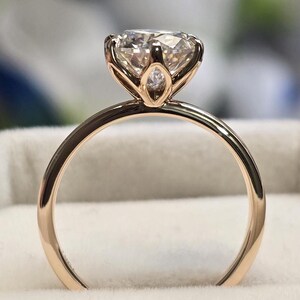 Tulp setting ring, rond geslepen moissanite bloem verlovingsring, 10k roségouden bloemblaadje belofte verjaardag ring solitaire diamanten trouwring