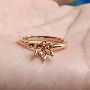Unique Tulip Semi Mount Engagement Ring Setting, Vintage Gemstone Ring Setting in 14k Solid Gold, Basket Set Flower Petal Engagement Ring