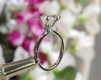 Stunning Hidden Halo Carat Round Cut Moissanite Engagement Ring
