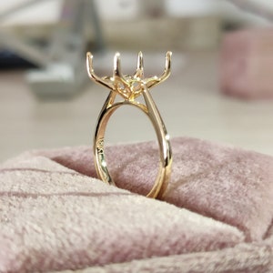 10k Solid Gold Semi Mount Ring Setting dla diamentowego pierścionka zaręczynowego z oprawą w stylu vintage Tulip Custom Radiant Cut Solitaire RingCathedral Set