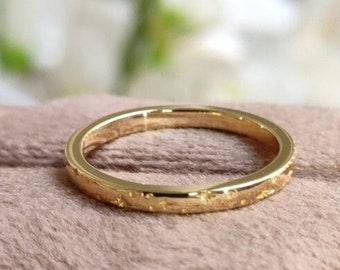 14k Solid Gold Starburst Wedding Band Ring, Star Women Ring, Wide Handmade Anniversary Band Her, Celestial Alternative Thick Platinum Band