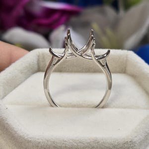 Unique Semi Mount Three Stone Gemstone Engagement Ring, Dainty Trellis Prong Set Ring for Her, Custom Wedding Ring Setting for your Diamond
