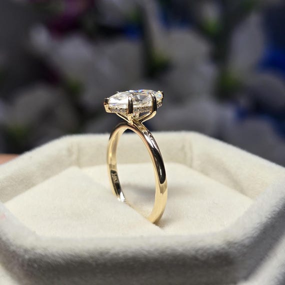 Moissanite Prong Marquise Setting Marquise Cut Hidden Halo