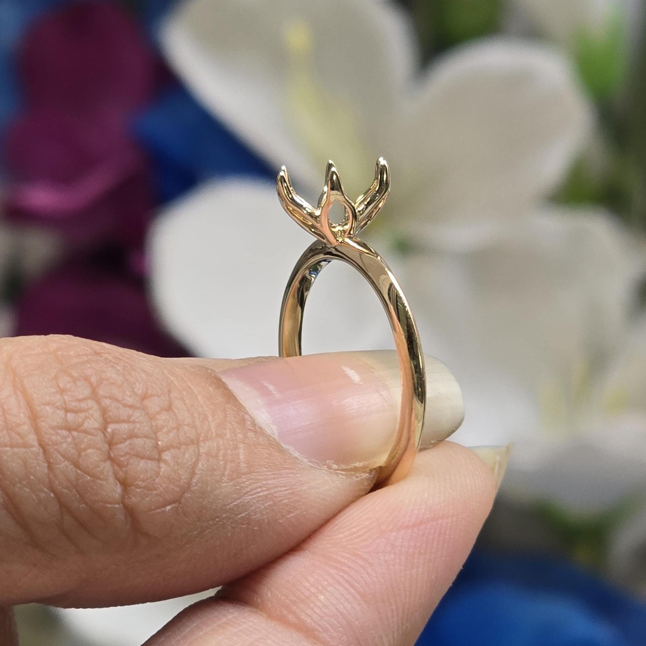 Tulip Set Engagement Ring, Semi Mount Ring Setting for Your