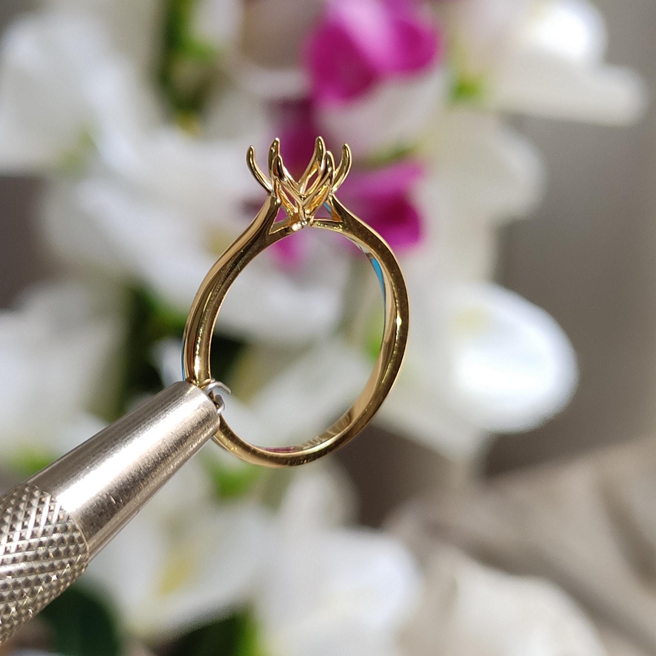 14k Yellow Gold Tulip Cathedral Setting Engagement Ring Vintage 6