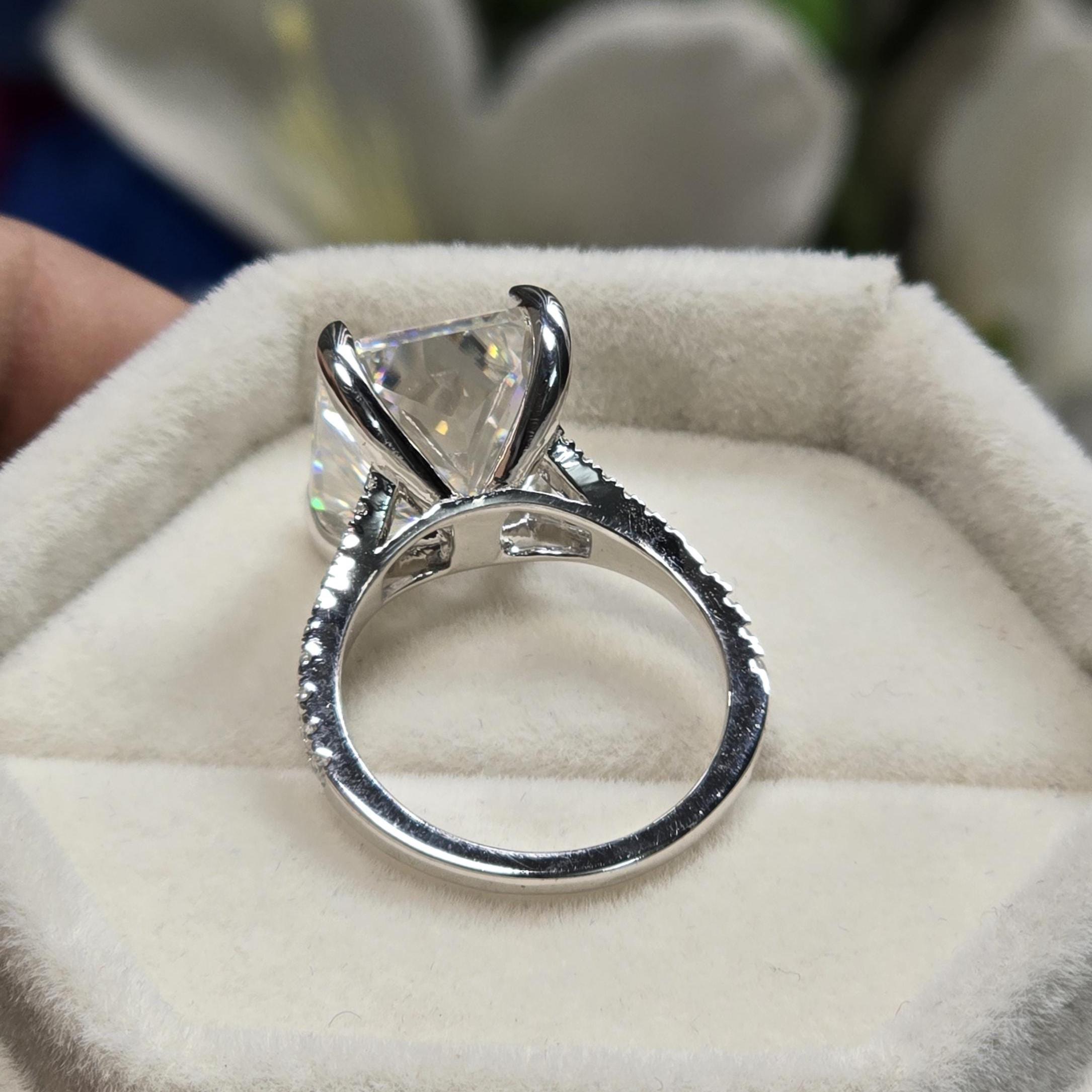 Large 7 CT Radiant Cut Moissanite Engagement Ring With Split Shank