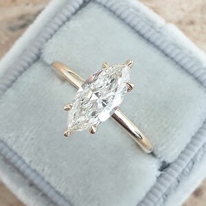 10k/14k/18k Solid Gold Marquise Moissanite Solitaire Engagement Ring, Marquise Cut Engagement Ring, Classic 6 Prong Set, Plartinum Ring Gift