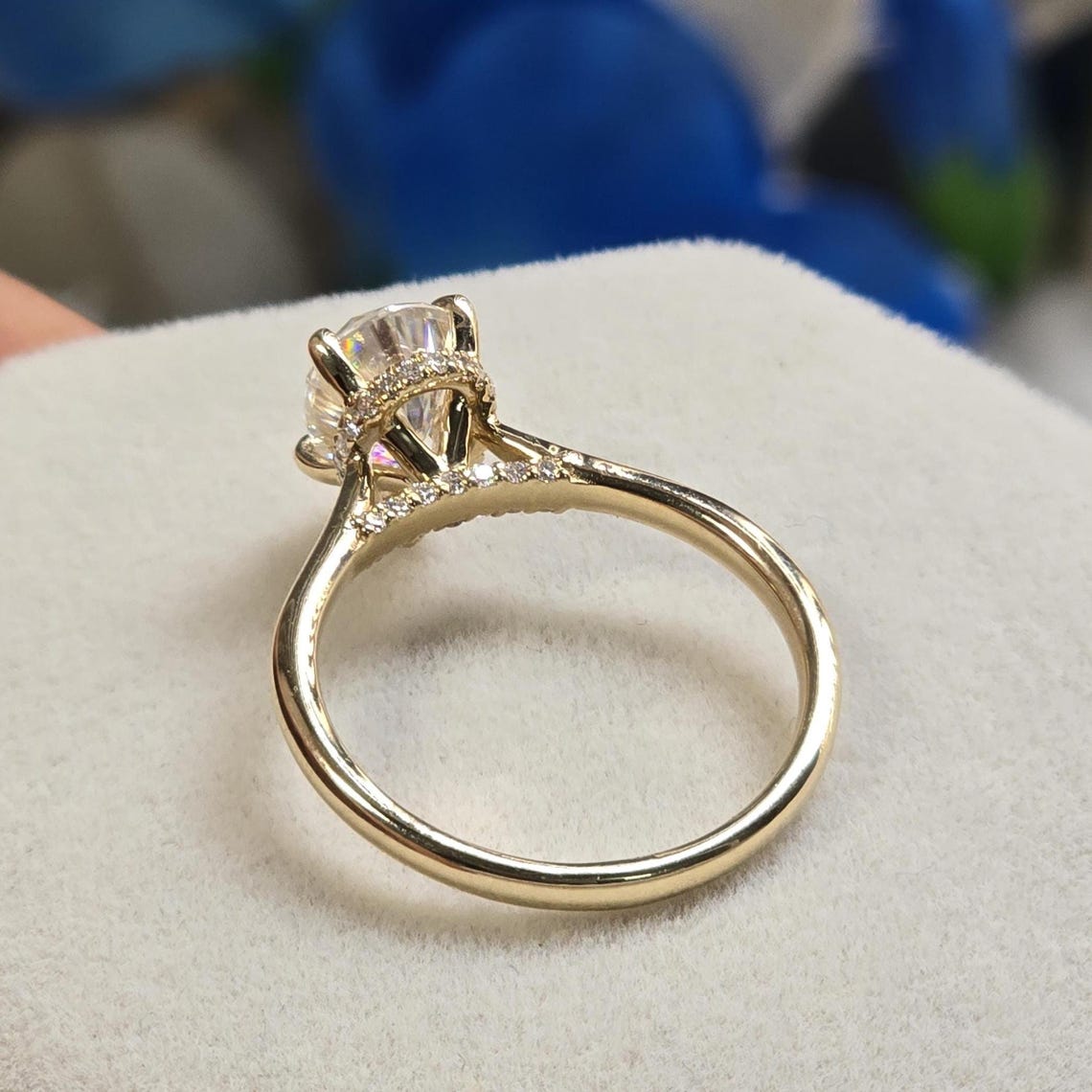 Vintage Cathedral Setting Engagement Ring, Pear Shaped Moissanite With ...