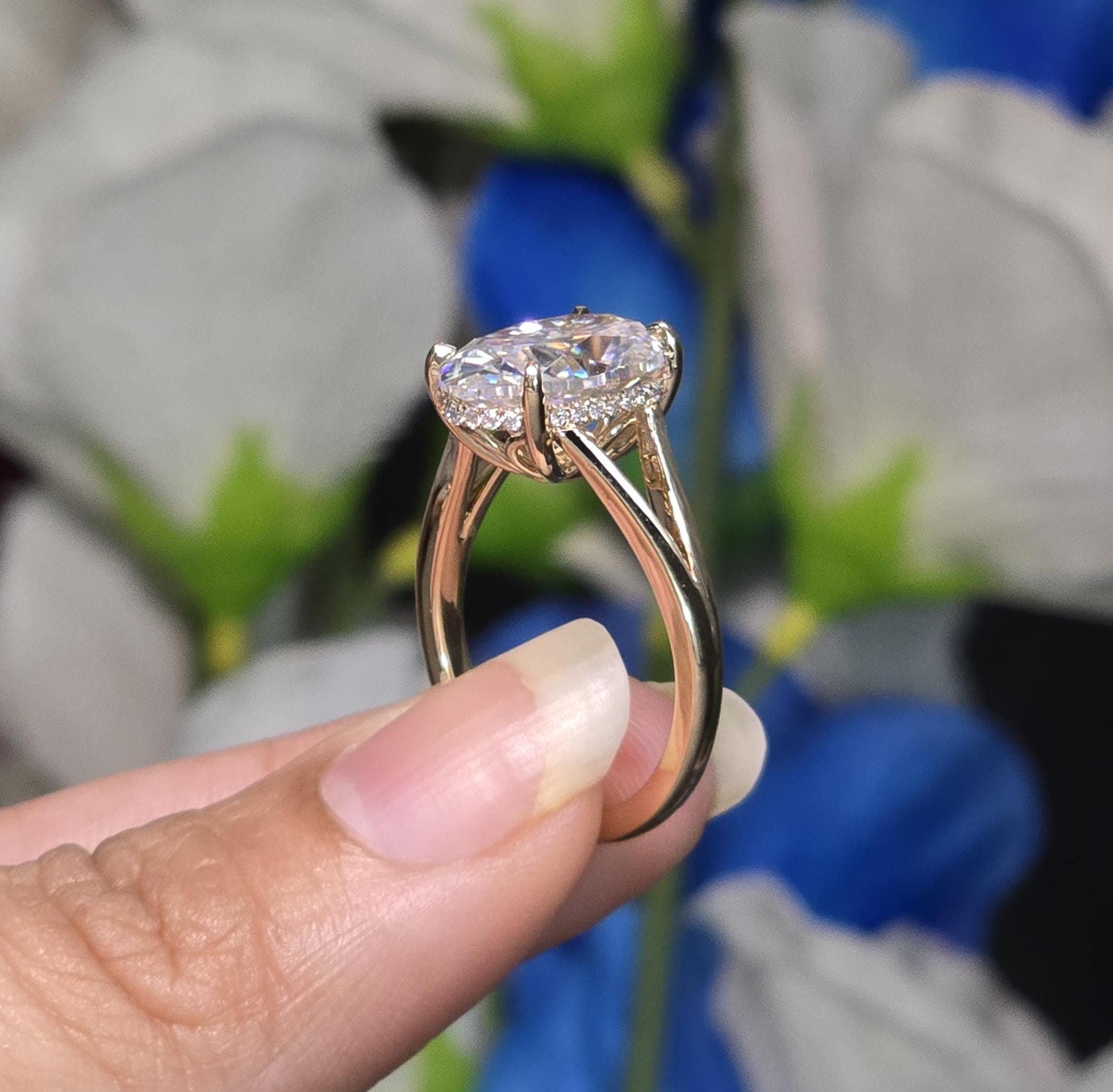 Radiant Cut Ring Concierge Hidden Halo Modern Split Shank