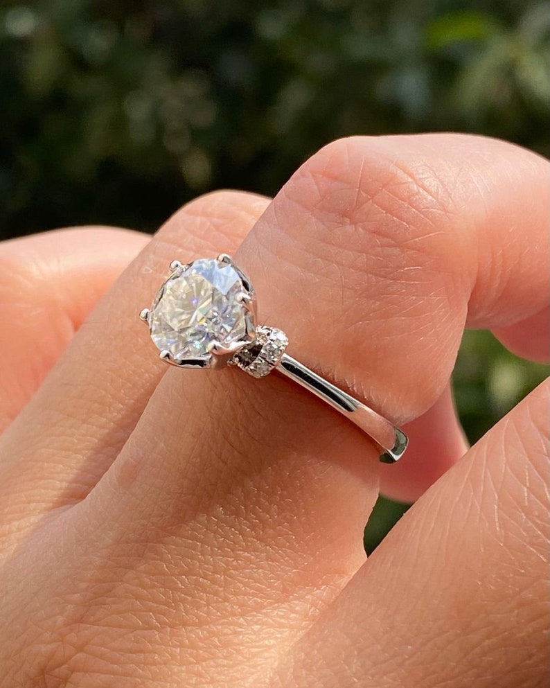 Vintage Tulip Setting Engagement Ring for Women, Antique Peekaboo