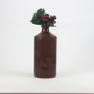 Vintage 9.5 in Brown Stoneware Ink Pouring Bottle, Bourne Denby, Pottery, Jug with Spout, Salt Glaze, Scottish, Scotland, Antique Ink Bottle