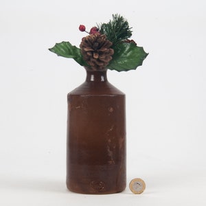 Vintage 7 inch Brown Stoneware Ink Pouring Bottle, Bourne Denby, Pottery, Jug with Spout, Salt Glaze, Scottish, Scotland, Antique Ink Bottle