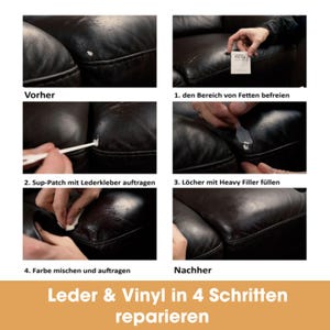 COMPLETE LEATHER REPAIR KIT - Repairs scratches, abrasions, tears, etc. in all types of leather - Furniture, bags & cars image 4