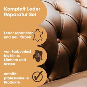 COMPLETE LEATHER REPAIR KIT - Repairs scratches, abrasions, tears, etc. in all types of leather - Furniture, bags & cars image 2