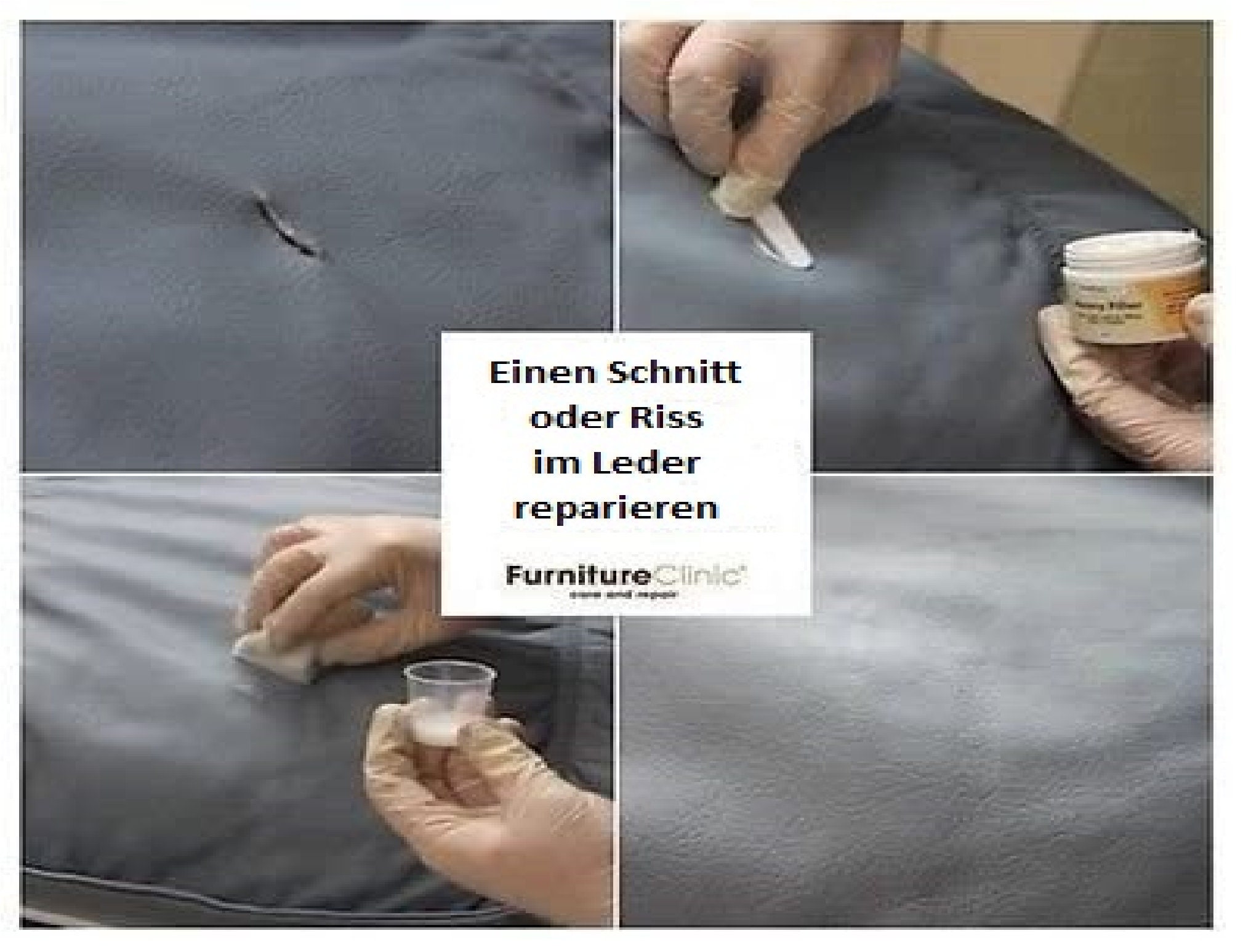 Furniture Clinic Kit de Réparation Complet pour Cuir Noir Inclut Surface  Abîmée