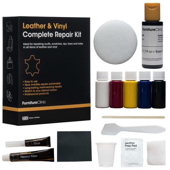 LEDER KOMPLETT REPARATUR Set - Kratzer, Abschürfungen, Risse, etc. in Leder aller Art zu Reparieren-Möbel, Taschen & Auto