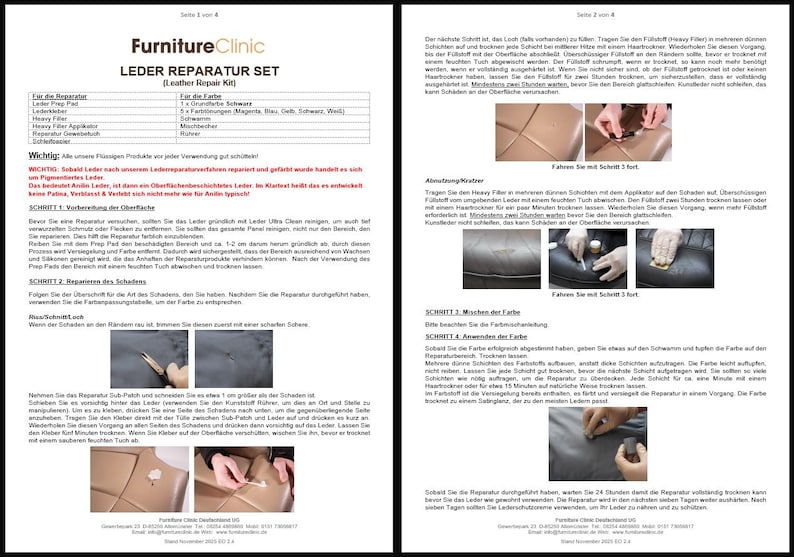 COMPLETE LEATHER REPAIR KIT - Repairs scratches, abrasions, tears, etc. in all types of leather - Furniture, bags & cars image 10
