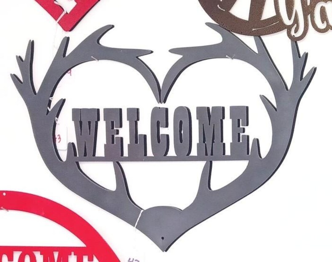 Powder Welcome Signs Welcome Antlers Metal Powder-coated Sign - Etsy