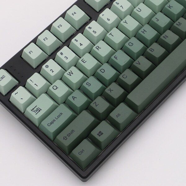 Gradient Green Keycap Set, OEM Profile, Shine-through, PBT, Cherry MX Stem, Double Shot Legends