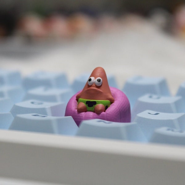 Baby Patrick Star Sitting on the Sofa Inspired Resin Artisan Keycap Key Cap for Mechanical Keyboard